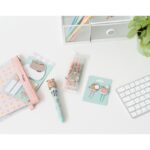 Zestaw Pusheen: piórnik, długopis 3D, zakreślacze, spinacze i karteczki