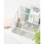 Organizer z zestawem Pusheen: pisaki, długopis 10w1, spinacze i karteczki