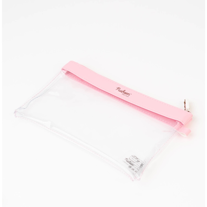 Piórnik Pusheen – przezroczysty z różowym zamkiem i logo. Lekki, pojemny i idealny do szkoły lub na prezent!