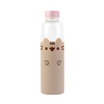 Butelka Pusheen z różową zakrętką i silikonowym etui z uroczym kocim wzorem