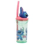 Disney Stitch - Kubek ze słomką i figurką 3D z kolekcji Flowers 360 ml - obrazek 2
