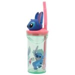 Disney Stitch - Kubek ze słomką i figurką 3D z kolekcji Flowers 360 ml - obrazek 3